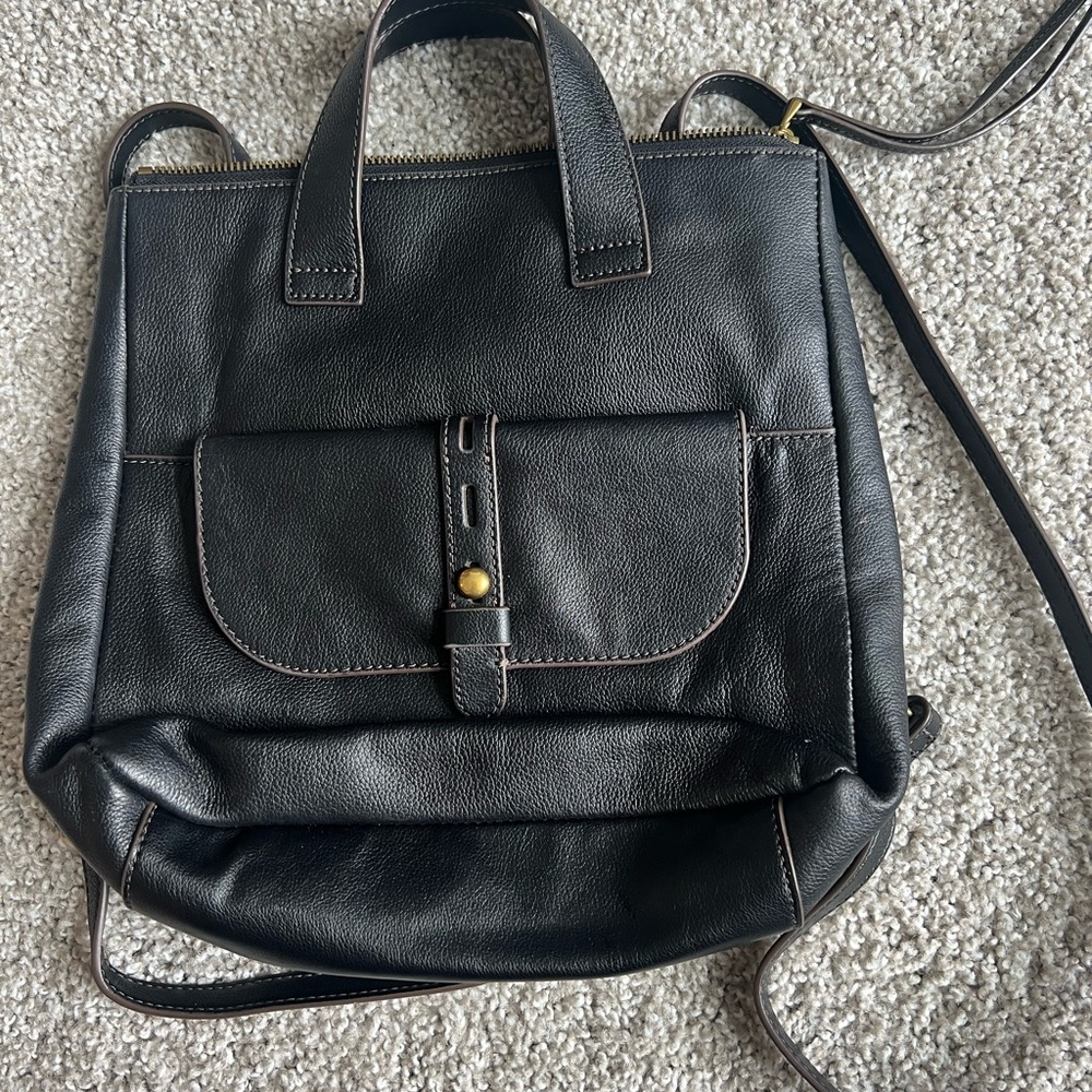 Fossil Black Leather Backpack